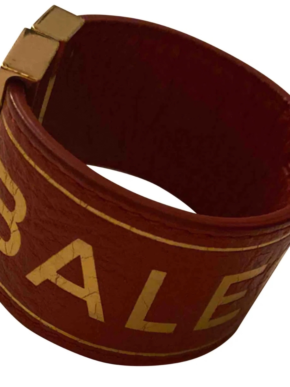 Balenciaga Cuff Bracelet in Brown with Gold Lettering